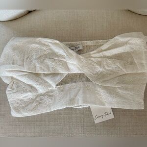 Emory Park White Floral Cut Out Bandeau Top - L